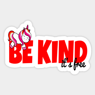 Be Kind, It's Free - Lesbian Unicorn Sticker